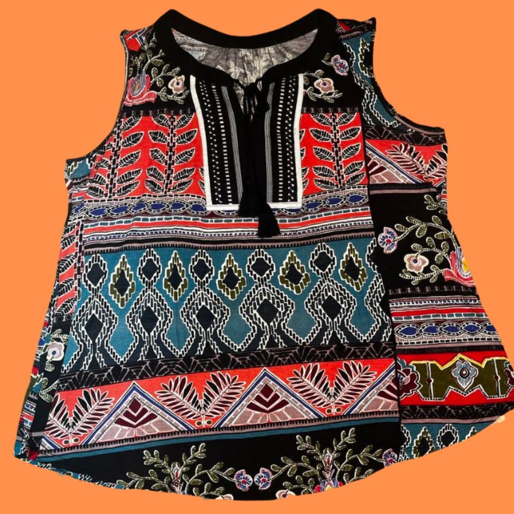 Women's Floral Sleeveless Blouse Size Large